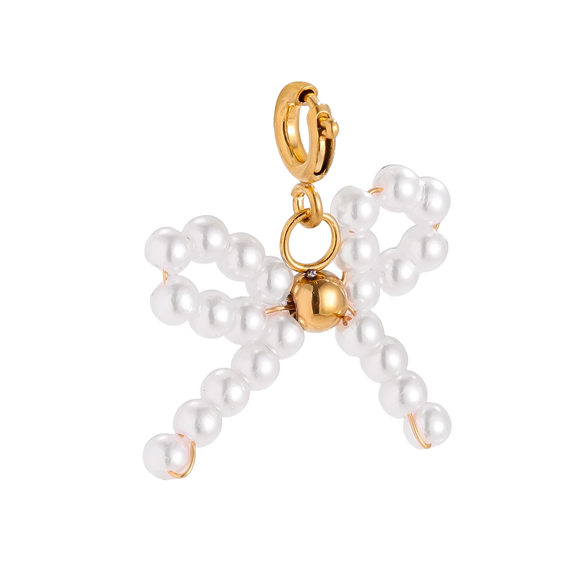 Pearl Bow Charm Gold