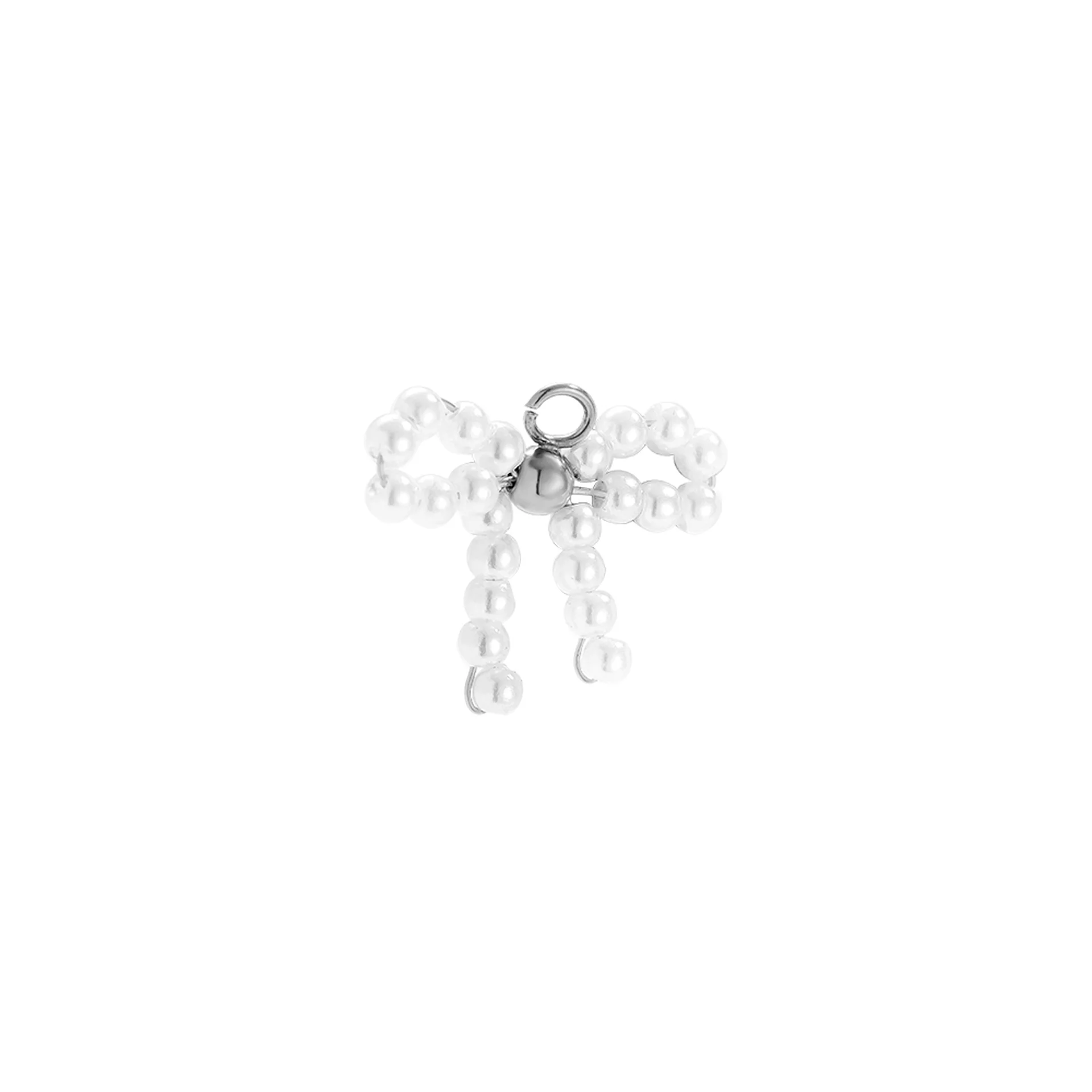 Pearl Bow Charm Silver
