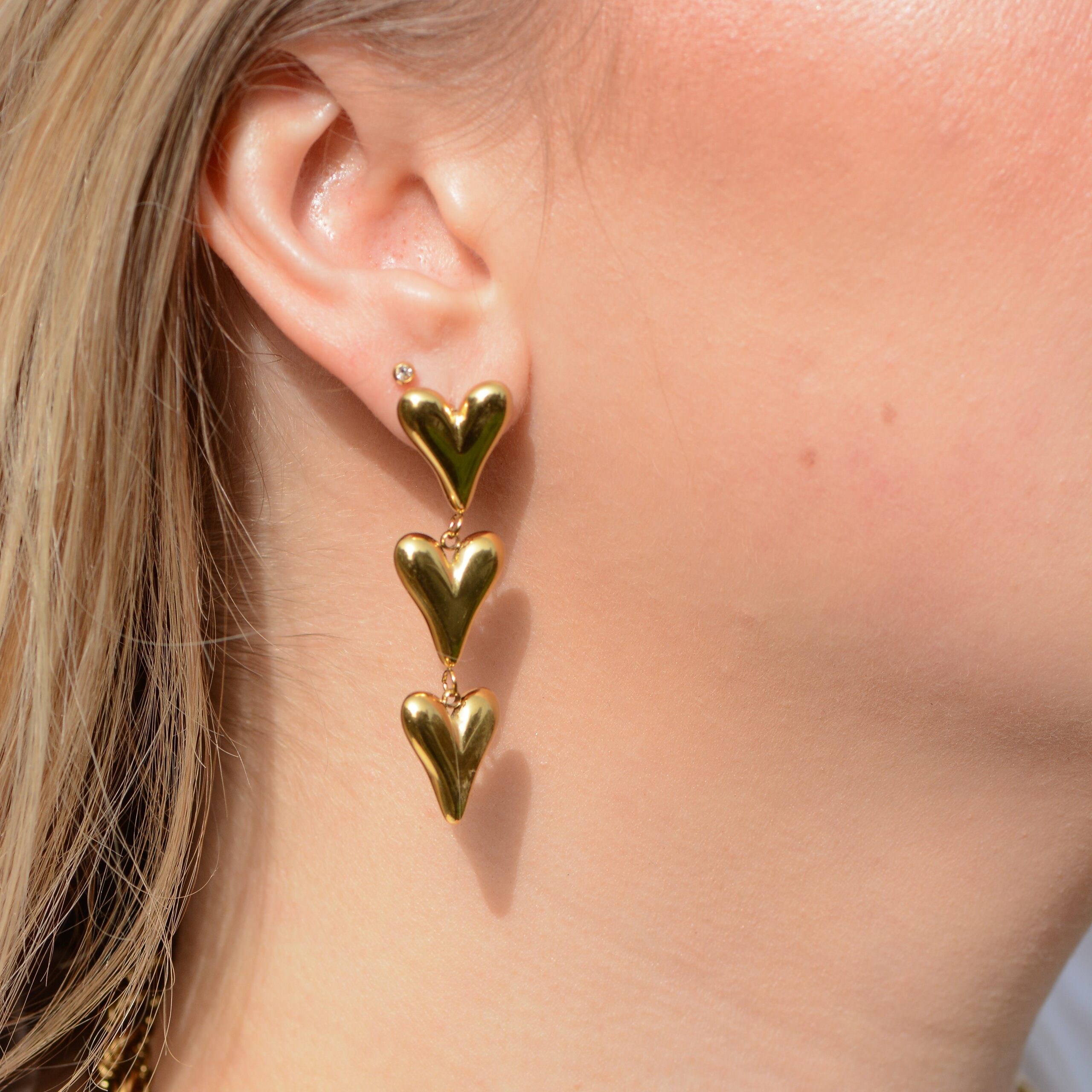 Rose Triple Earrings Gold