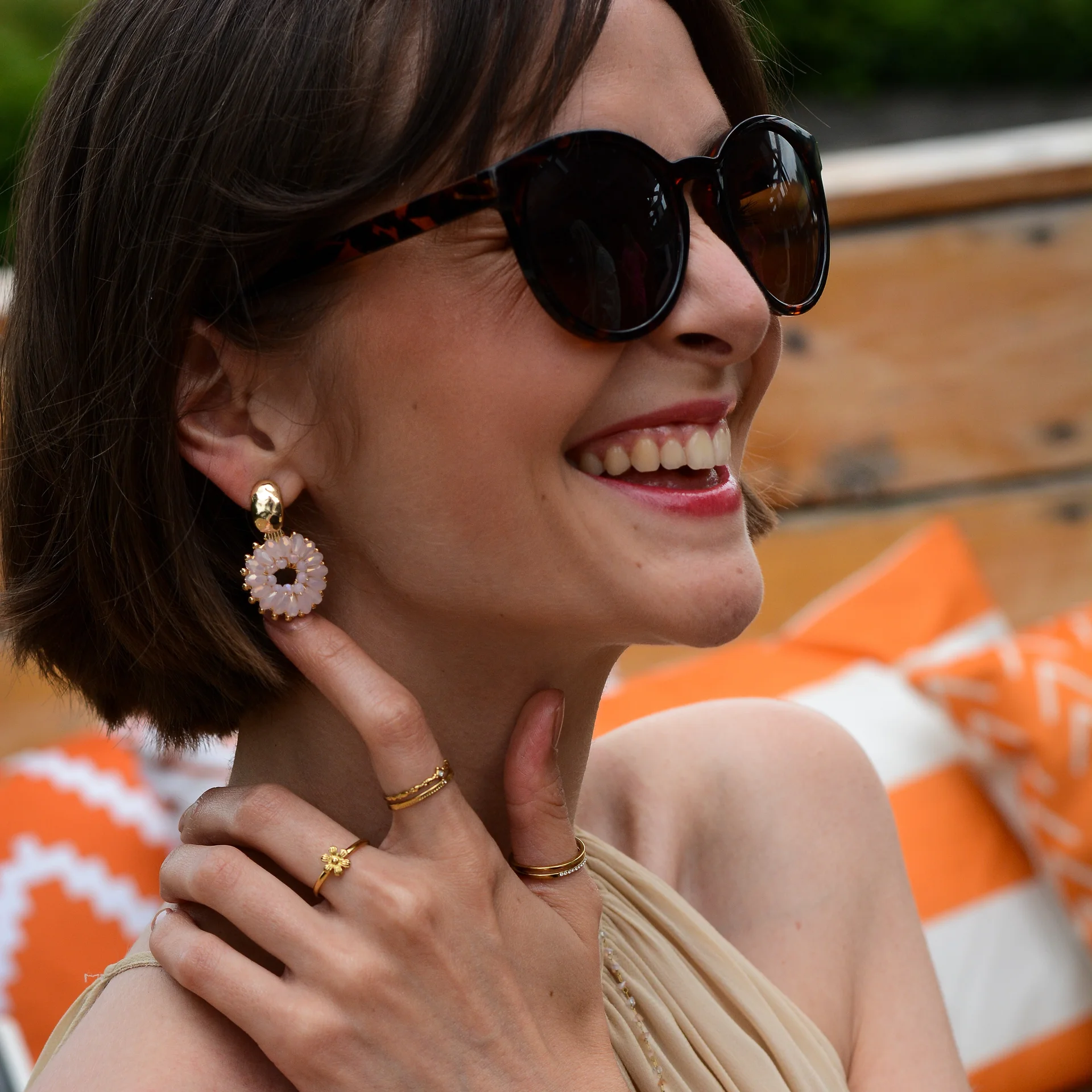 Alina Earrings Gold/Pink - Afbeelding 2