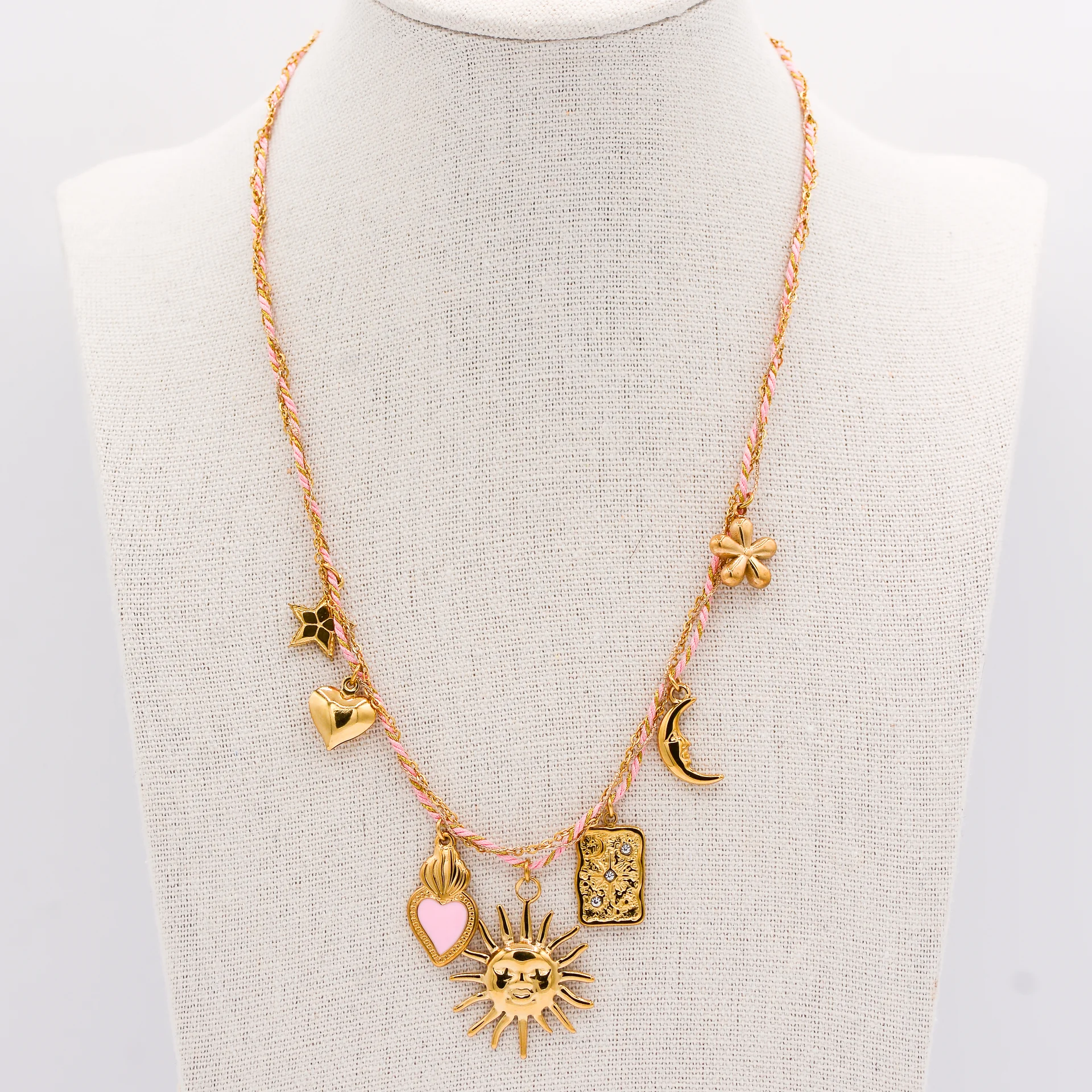 Boï Necklace Gold/Pink